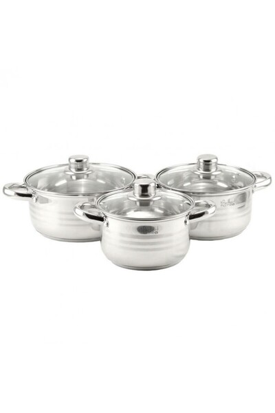 JollyMag Set of pots with lids, stainless steel, 6 pieces, Perfect Home Diamond