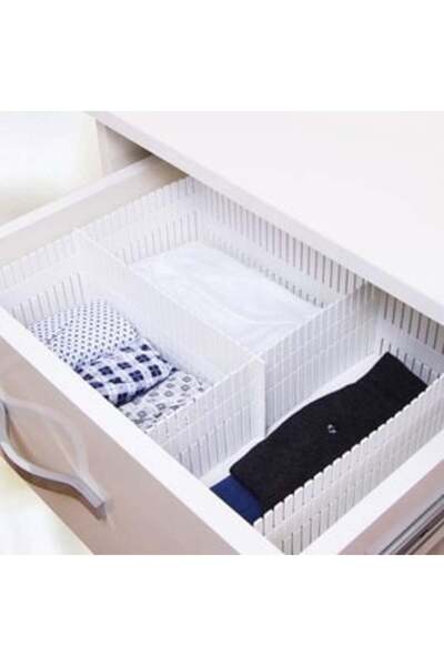 SHOPIENS Organizatoare de sertare din plastic alb 60 x 9 cm - 4 bucăți