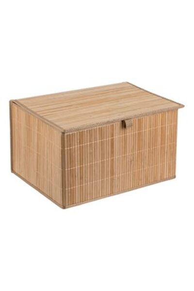 SHOPIENS Foldable Bamboo Storage Box in Color with Lid 42 x 31 x 24 cm
