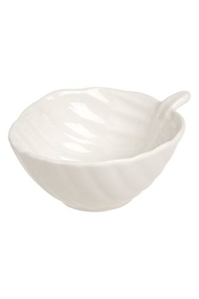 SHOPIENS White Porcelain Bowl Shaped Like a Leaf for Nuts - Sauce 120 ml