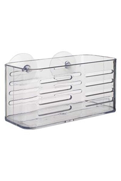 SHOPIENS Raft acrilic transparent cu ventuze pentru baie 15,9 x 8,7 x 8,4 cm