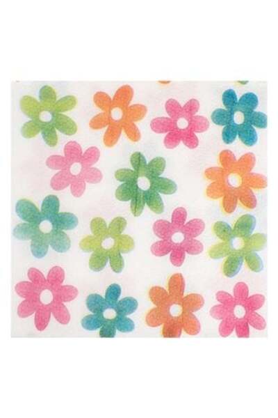 SHOPIENS Napkins with One Layer White with Daisies Pattern 33 x 33 cm - 40 pcs