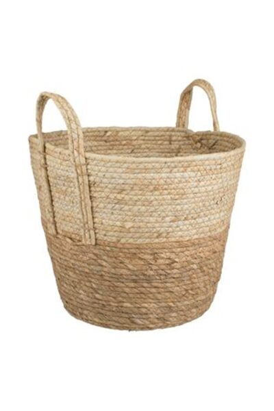 Jumbo Storage Basket Beige Brown Material with Handles Ø36 x 28 cm