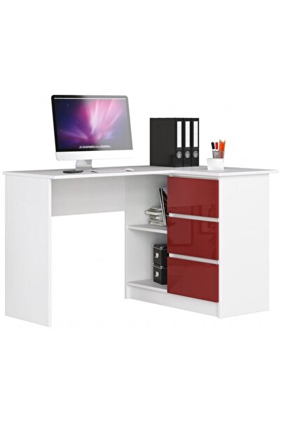 JollyMag Rohový počítačový stôl, laminátová doska, 3 zásuvky, 2 police, pravý...