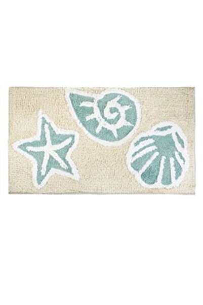 SHOPIENS Βαμβάκι Πατάκι μπάνιου Μπάνιου Μπεζ Πράσινο με Κοχύλια Αστερία για Μ...