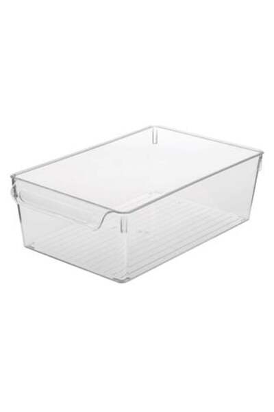 SHOPIENS Cutie organizatoare transparentă din plastic cu mâner pentru frigider 20 x 32,5 x 10 cm
