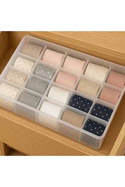 SHOPIENS Organizator transparent din plastic, culoare înghețată, cu 15 compar...