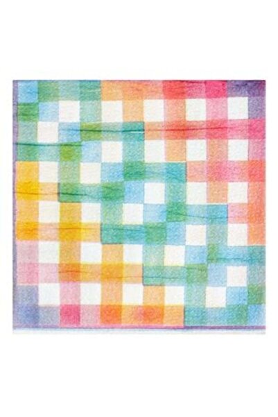 SHOPIENS Table Napkins with Single Layer Pastel Checkered 33 x 33 cm - 80 pieces