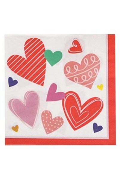 SHOPIENS Napkins with 2 Layers White Hearts 33 x 33 cm - 20 pcs