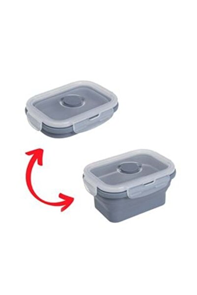 SHOPIENS Foldable Silicone Food Container with Plastic Lid 350 ml