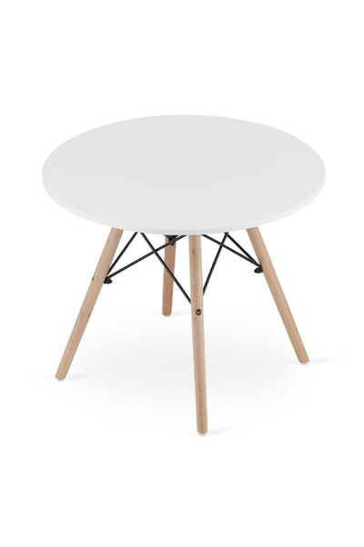 JollyMag Stôl v škandinávskom štýle, Artool, okrúhly, MDF a drevo, biely, 60x...