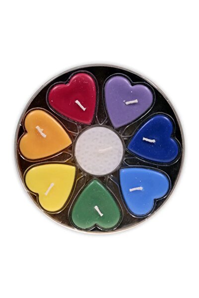 OEM Set 8 Scented Chakra Candles in Heart Shape – Aromatherapy for Energy Balance and Meditation