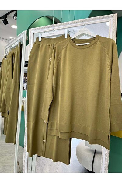 MERAM BUTİK Adn Mercerized Skirt Suit - Oil Green - 2