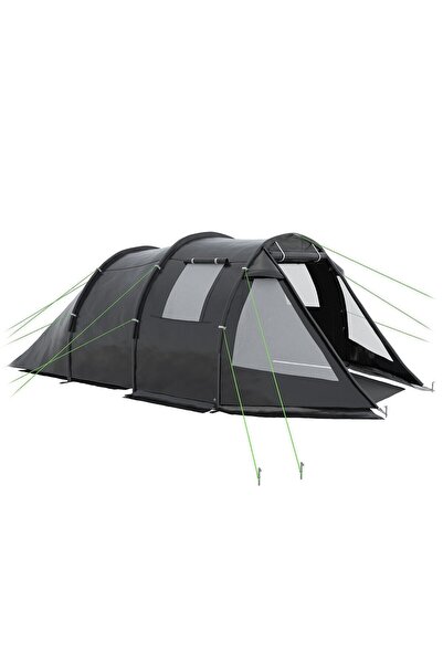 JollyMag Cort camping, 3-4 persoane, impermeabil, cu vestibul, negru, 475x264...