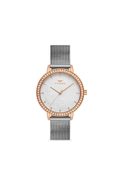 Tesbihane Ferro Silver Color Mesh Cord Women Wristwatch 3 Atm Water Resistant Th-Fl21242C-E