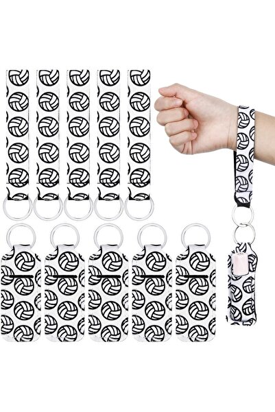 WHITECOSMETIC مجموعة حاملات مفاتيح وحبال أحمر شفاه على شكل كرة طائرة من باتيل...