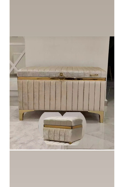 Özyer Çeyiz 2’li cappuccino altın şeritli çeyiz sandığı