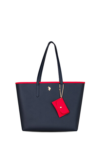 U.S. Polo Assn. حقيبة كتف نسائية باللون الأزرق الداكن والأحمر طراز Us26300