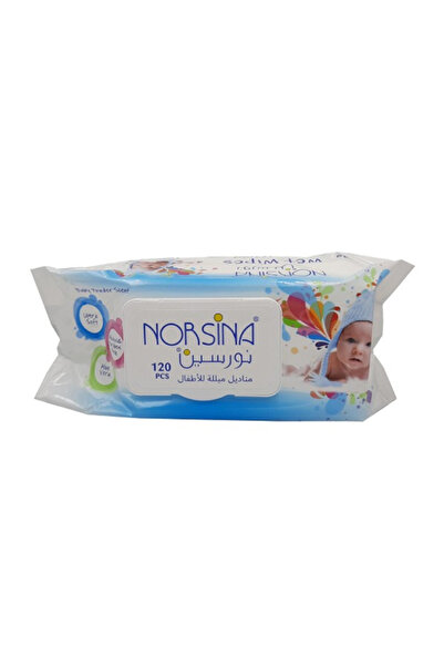 Norsina نورسينا مناديل مبلله 120 منديل الفراشه الزرقاء