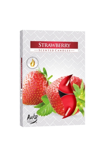 AURA Set de 6 lumânări parfumate - CĂPȘUNI | Energie, Bucurie și Poftă de Viață