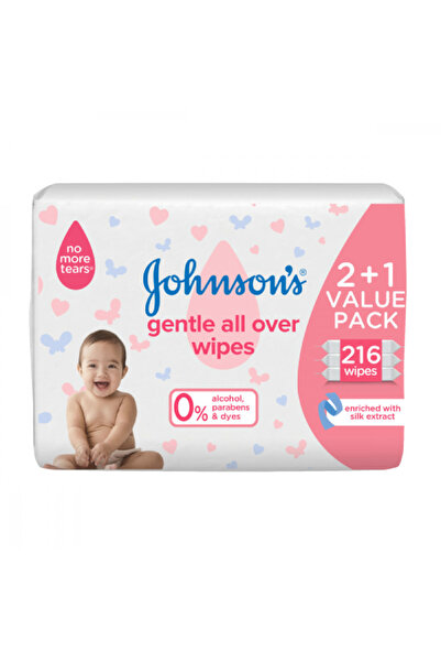Johnson Johnson's Baby Wipes 216 Wipes Gentle Cleansing Free 2 + 1