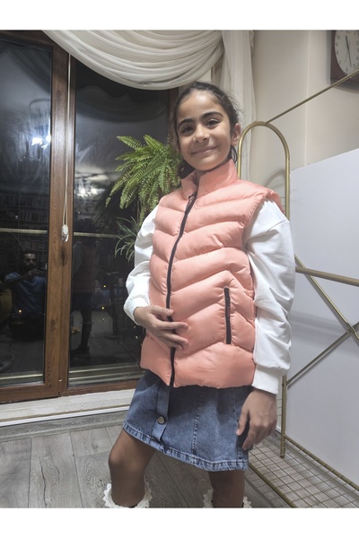 Şimo Butik Надуваема жилетка за момичета и момчета с подплата, цип, джобове, ...