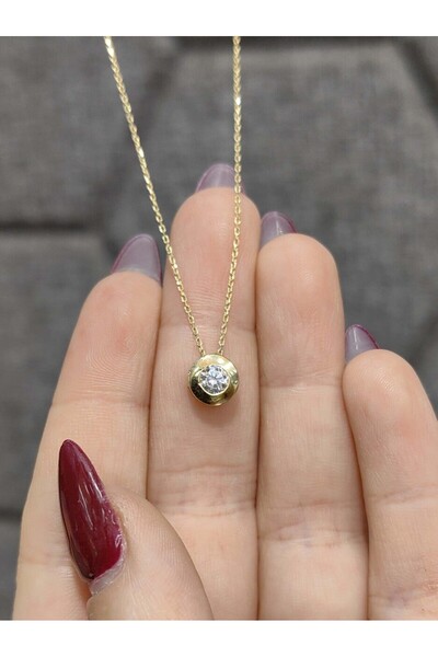 nasipkuyumcu 14 AYAR TEK TAŞ MODEL TARZ ALTIN KOLYE KLY00169