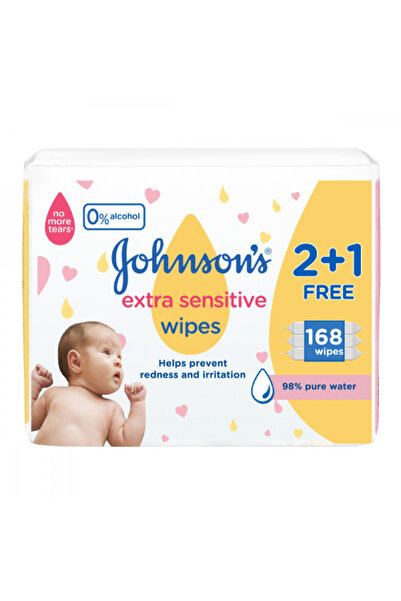 Johnson Johnson's Baby Wipes 168 Ultra Sensitive Wipes Free 2+1