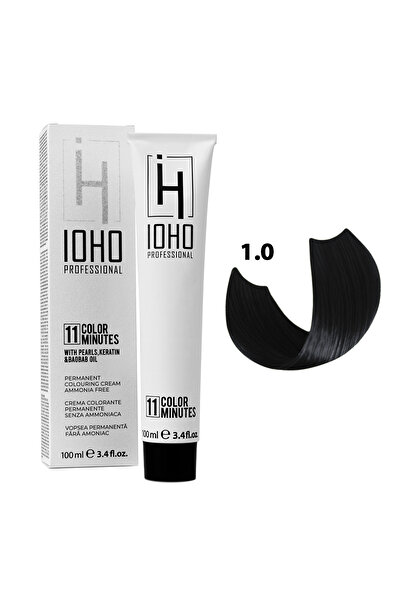 Ioho Professional Hair Dye 1.0 Permanent Ammonia Free - Color 11 Minutes Black -