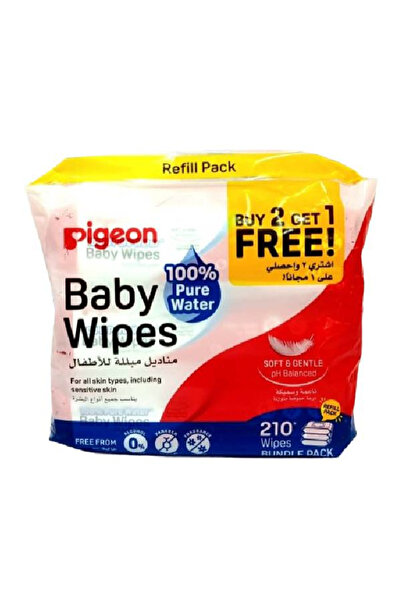 Pigeon بيجون مناديل اطفال 210 منديل مجانا 2+1 بدون غطاء ناعمه وسميكه