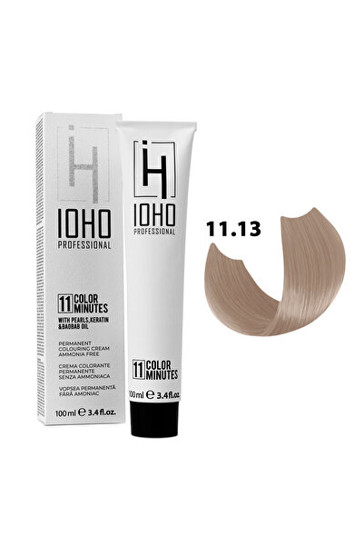 Ioho Professional Hair Dye 11.13 Permanent Ammonia Free - Color 11 Minutes Platinum Blonde Super Light Sand -