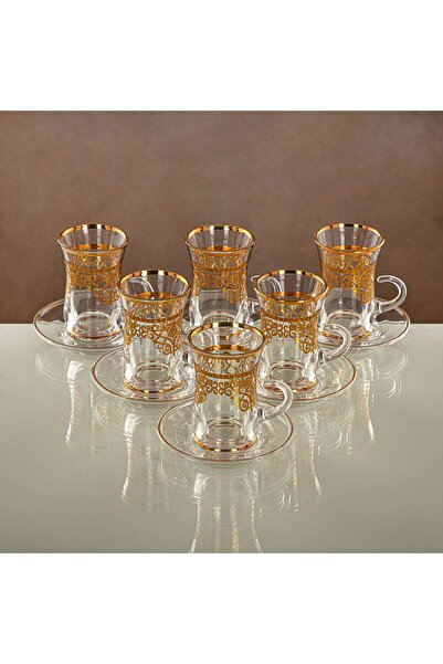 Radin Almarjan Tea Set Clear & Gold 18 pieces (18 PCS SET-YCS-GLD)
