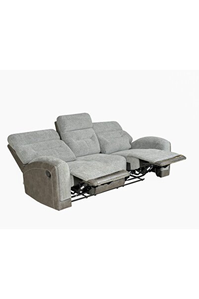 Danube Home Holden 3 Seater Fabric Recliner - Grey, Comfortable Wood & Fabric Sofa, 2 Year Warranty