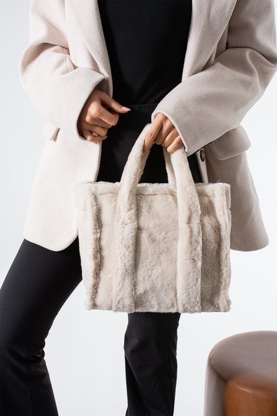 change time the tote bag Tavşan Pelüş Tote Kol Omuz Çapraz Çanta En:28 cm Boy:25 cm Dip:12 cm