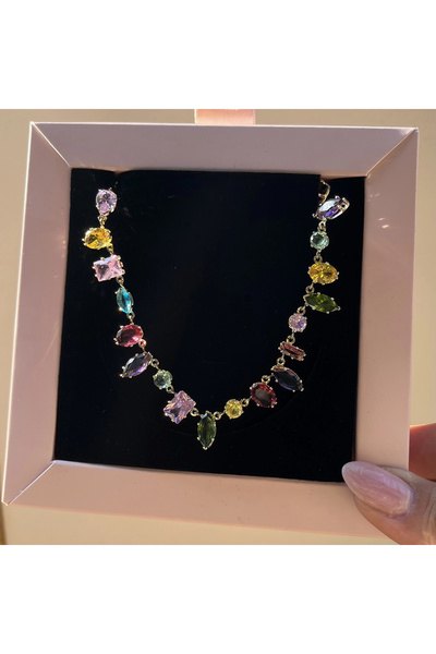 Vintagezegeni Renkli Taşlı Gem Kolye