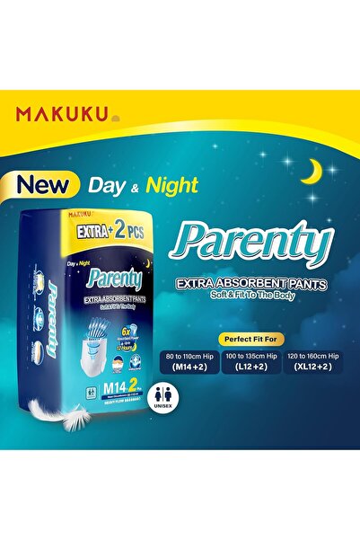MAKUKU Parenty Adult Pants M14+2 | Ultra Soft & Absorbent Adult Diapers for Men & Women | Leak-Proof
