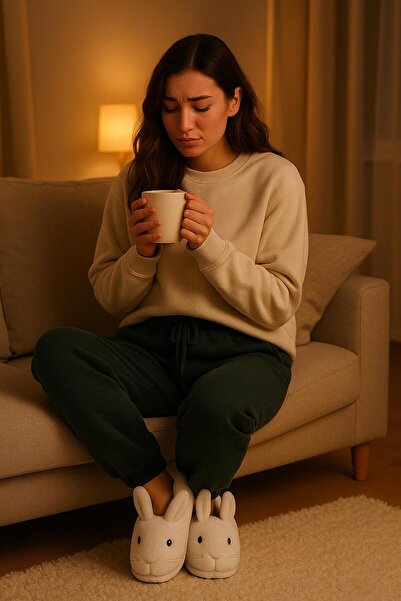 kuru Minnoş Tavşan Seti — Tavşan Figürlü Panduf & Kalın Polar Eşofman Altı Ko...