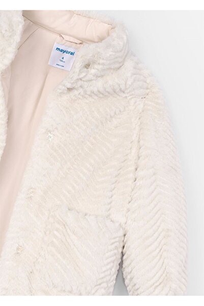 MAYORAL Girl's Feather Coat Cream 4441