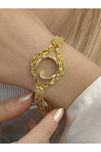 nasipkuyumcu 8 AYAR ÇEYREK İÇİN PUL MODEL ÇERÇEVE ALTIN BİLEKLİK KNY00345