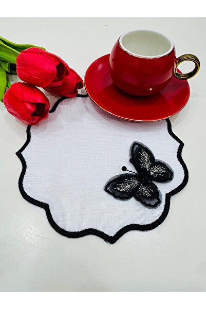 İNCİ ÇEYİZ قطعتان من مناديل الكوكتيل وقواعد الأكواب ذات التفاصيل ثلاثية الأبع...