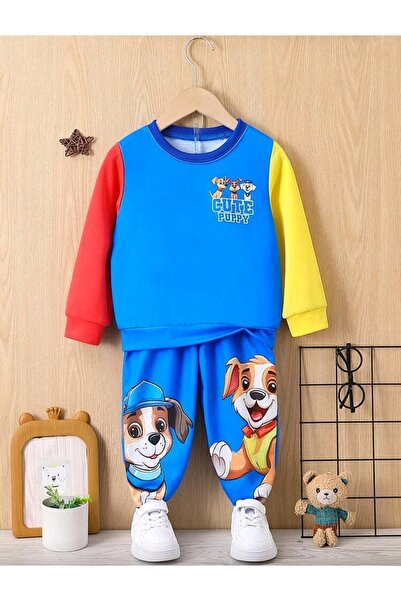 OEM Trening baiat 2-3 ani cu imprimeu catelusi, 92-98 cm