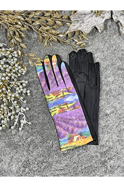 Intisimo Women's Gloves, Velvet, Luxury, Touchscreen, One-Size, Painting, Mul...