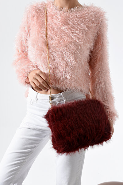 byFOX Fashion Plush Clutch Zipper Closure Crossbody Shoulder Bag Width:25 cm Length:13 cm