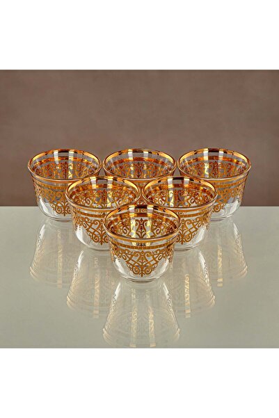 Radin Almarjan Cawa Cup Set Clear & Gold 6 pieces (1013 B-YCS-GLD)