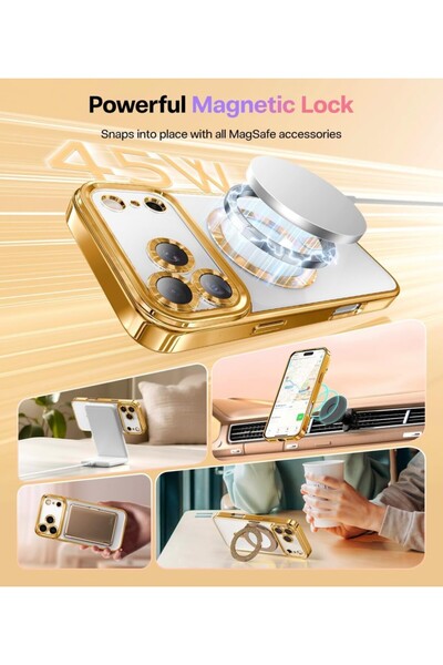 UnDePlus Compatible with Magsafe for Apple iPhone 17 Pro Max Case Transparent Silicone Cover with Camera Lens Protected