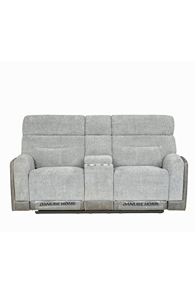 Danube Home Holden 2 Seater Fabric Recliner - Grey | Comfortable Wood & Fabric Recliner Sofa | 2 Year Warranty