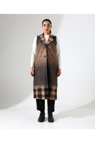 Fi'l Arz Fashion Button Closure Long Plus Size Vest