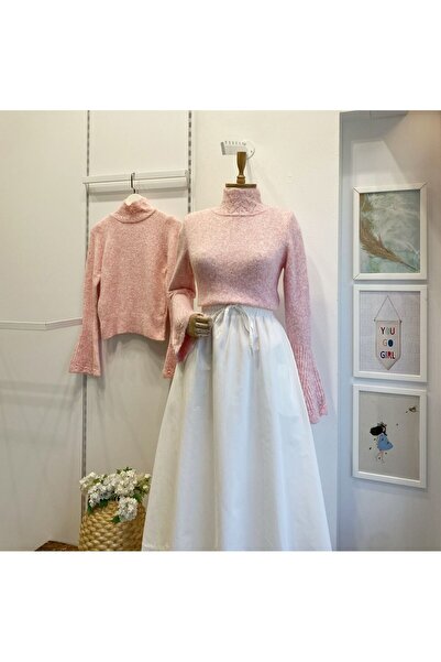 Faya Boutique Şeker Pembe Kol Detaylı Crimson Kazak