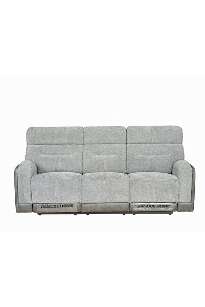 Danube Home Holden 3 Seater Fabric Recliner - Grey, Comfortable Wood & Fabric Sofa, 2 Year Warranty