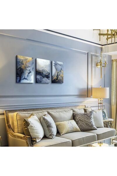 Emoda home Trove لوحة فنية جدارية تجريدية مؤطرة من ثلاث قطع، مقاس 40×60 سم، مصنوعة من قماش، مناسبة لغرفة المعيشة وغرفة النوم